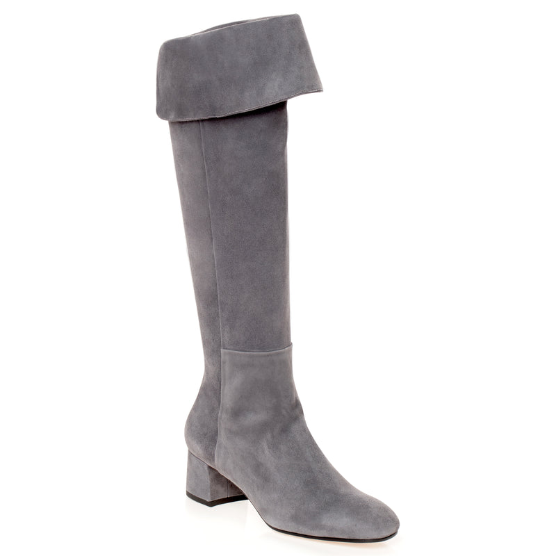 Cheville Tiffany Knee High Suede Boot - Grey Timeless Martha's Vineyard