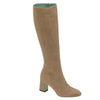 Paola D'Arcano Knee High Suede Heeled Boot Beige Timeless Martha's Vineyard 