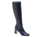 Paola D'Arcano Knee High Leather Heeled Boot - Navy Timeless Martha's Vineyard