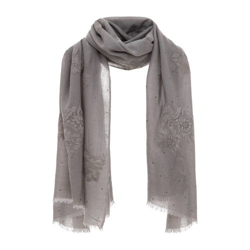 Lace Embellished Shawl - Grey Timeless Martha's Vineyard