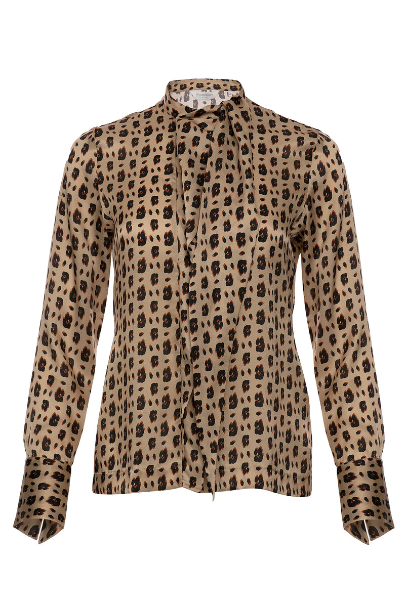 Guglielminotti Silk Self Tie Blouse Leopard Timeless Martha's Vineyard