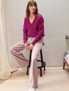 Essential Cashmere V Neck - Plum