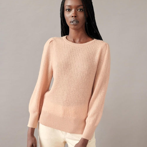 White + Warren Mini Cable Puff Sleeve Crewneck Timeless Martha's Vineyard